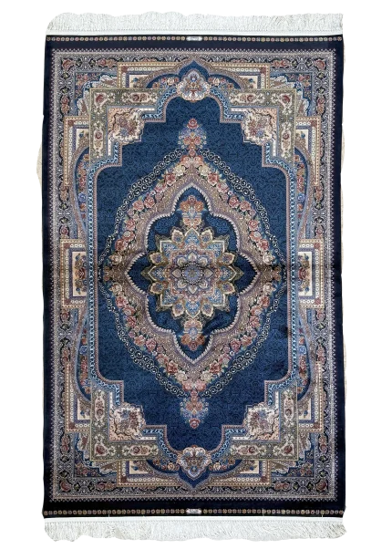 Navy Blue and Beige persian Rug Faraz Pattern 4 x 6