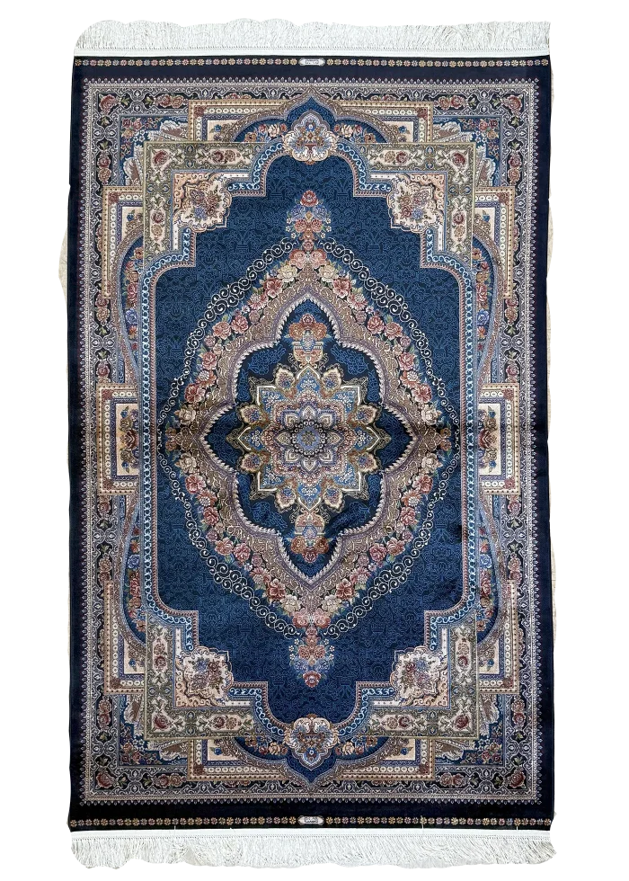 Navy Blue and Beige persian Rug Faraz Pattern 4 x 6