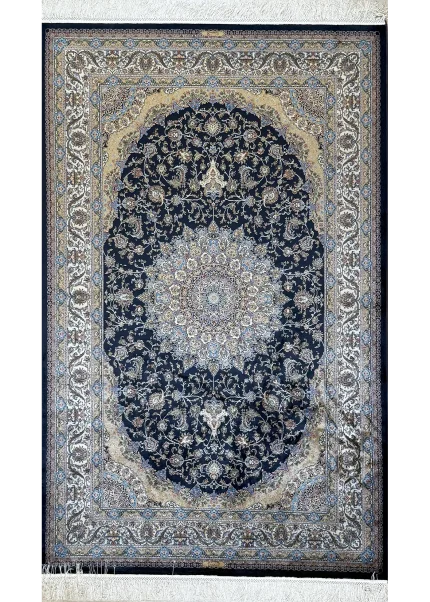 Navy Blue and Blue Persian Rug Heaven Pattern 4 x 6