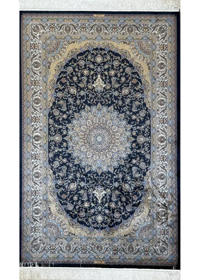 Navy Blue and Blue Persian Rug Heaven Pattern 4 x 6
