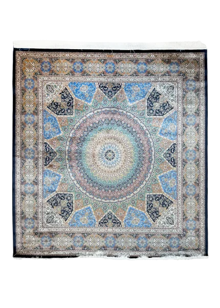Blue and Black Persian Rug Elham Pattern 7 x 7