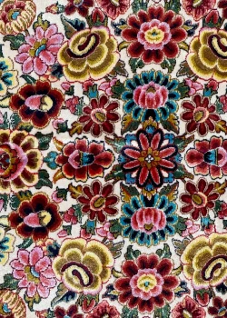Beige and Pink Persian Rug Thousand Flowers Pattern 7 x 7 - Image 10