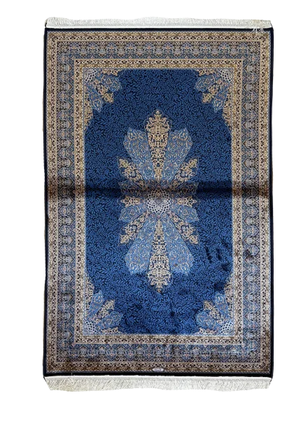 Blue and Beige Persian Rug Faraz Pattern 4 x 6