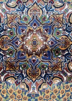 Navy Blue and Beige Persian Rug Flame Pattern 4 x 6 - Image 10