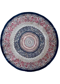 Blue and Red Round Persian Rug Golestan Pattern 5 x 5