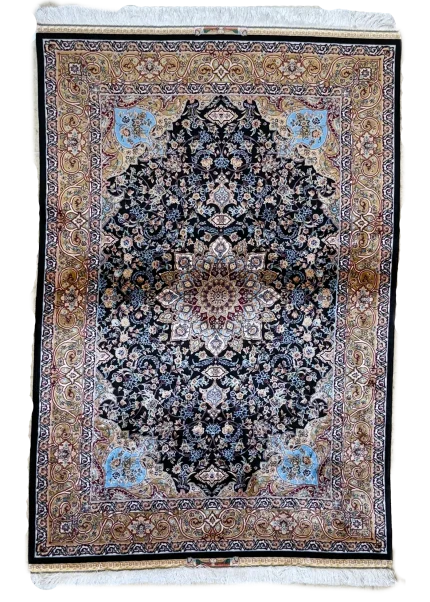 Black and Brown Persian Rug Faraz Pattern 3 x 5