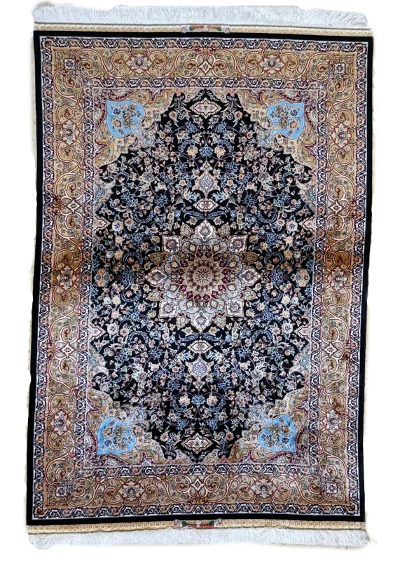 Black and Brown Persian Rug Faraz Pattern 3 x 5