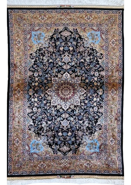 Black and Brown Persian Rug Faraz Pattern 3 x 5