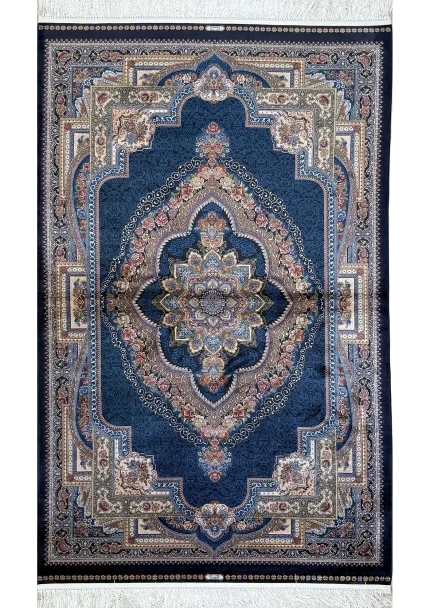 Navy Blue and Beige persian Rug Faraz Pattern 4 x 6