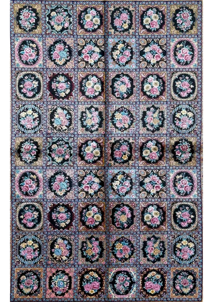 Black and Pink Persian Rug Tile Pattern 4 x 6