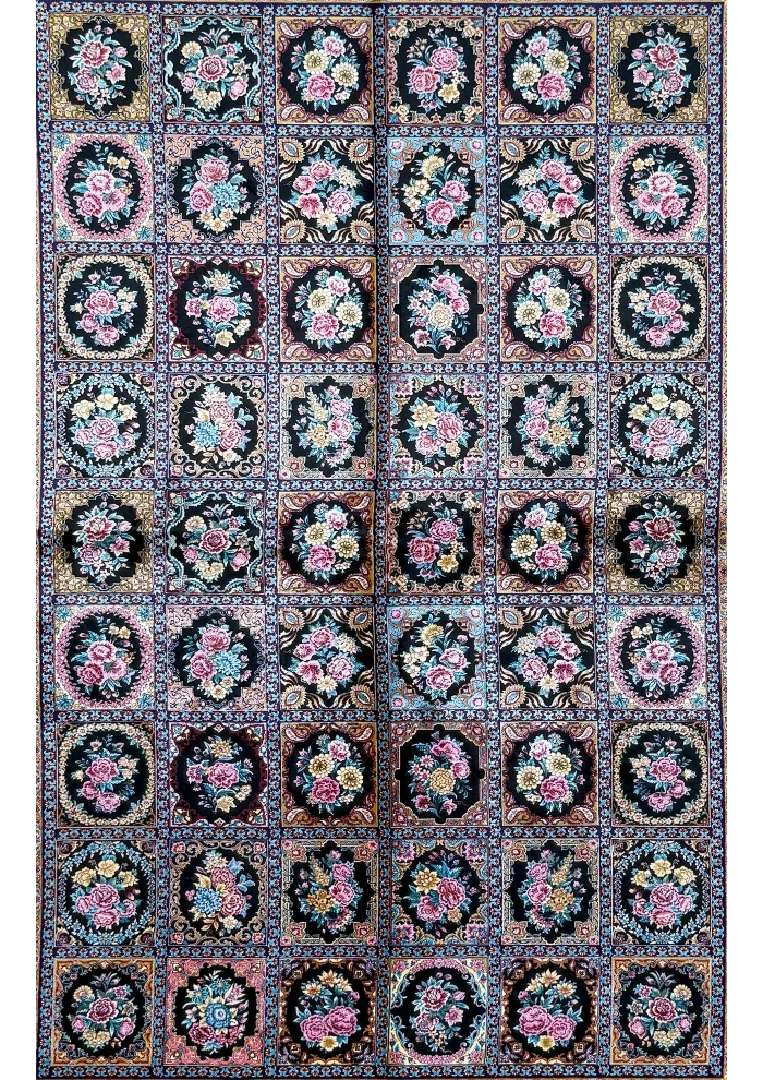 Black and Pink Persian Rug Tile Pattern 4 x 6