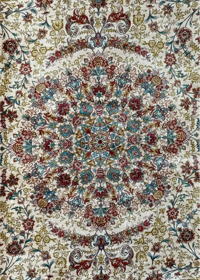 Beige and Red Peesian Rug Shah Abbasi Pattern 7 x 9 - Image 2