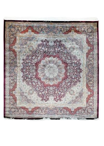 Red and Orange Persian Rug Toranj Pattern 7 x 7