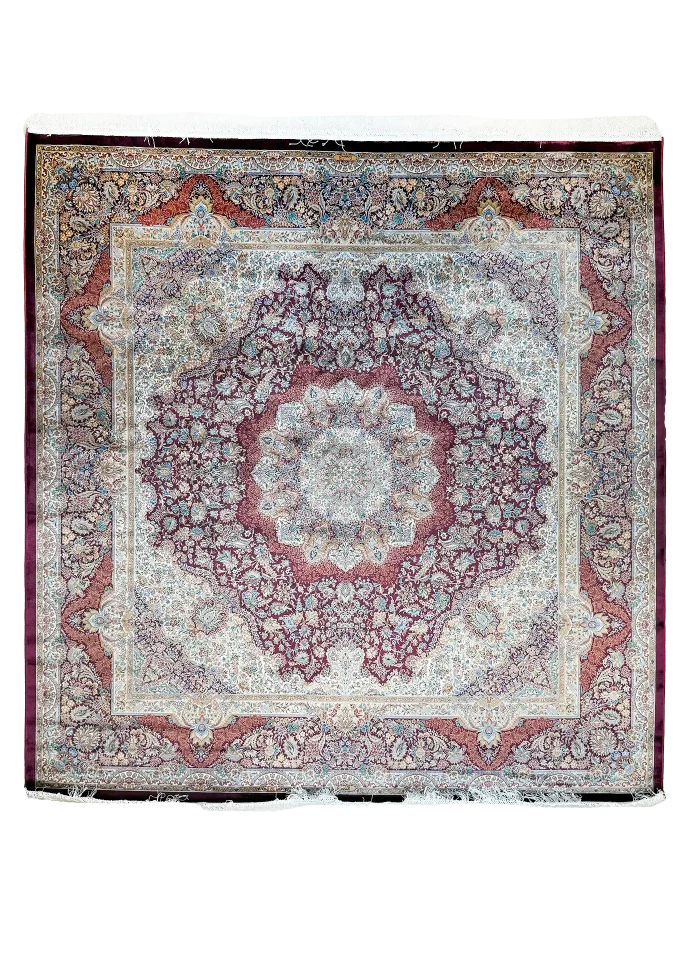Red and Orange Persian Rug Toranj Pattern 7 x 7