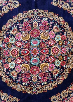 Blue and Pink Persian Rug Thousand Flowers Pattern 7 x 7