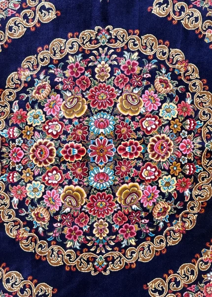Blue and Pink Persian Rug Thousand Flowers Pattern 7 x 7