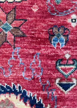 Red and Navy Blue Wool Persian Rug Qashqai Pattern 8 x 10 - Image 9