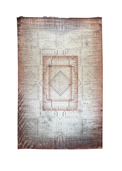 Gray and Red Persian Rug Ash Pattern 7 x 9
