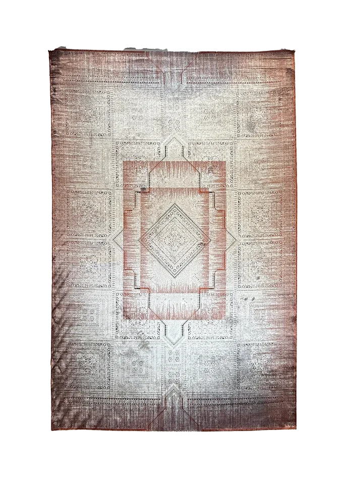 Gray and Red Persian Rug Ash Pattern 7 x 9