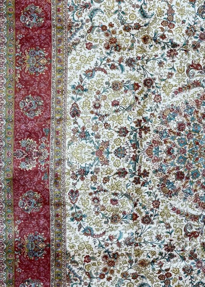 Beige and Red Peesian Rug Shah Abbasi Pattern 7 x 9 - Image 9