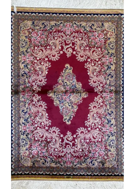 Red and Pink Persian Rug Paisley Pattern 4 x 6