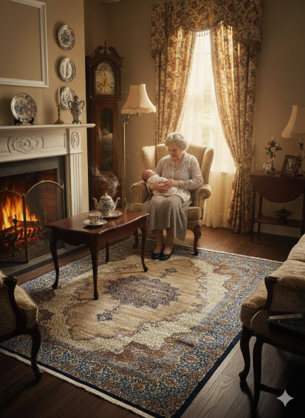 Blue and Taupe Persian Rug Heaven Pattern 7 x 9