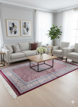 Red and Blue Persian Rug Vanda Pattern 3 x 5