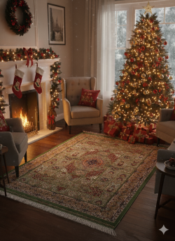 Green and Red Persian Rug Tile Pattern 4 x 6