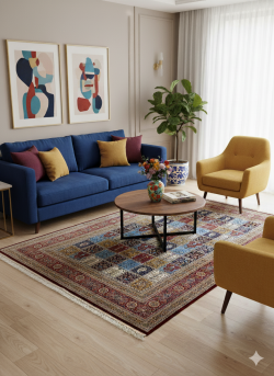 Red and Brown Persian Rug Tile Pattern 7 x 9