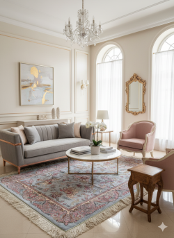 Blue Persian Rug Hunting Pattern 3 x 5