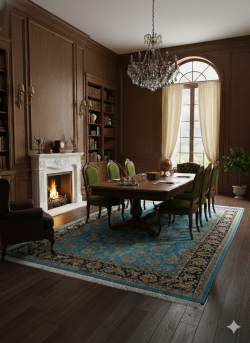 Blue and Gold Persian Rug Afshan Pattern 4 x 6