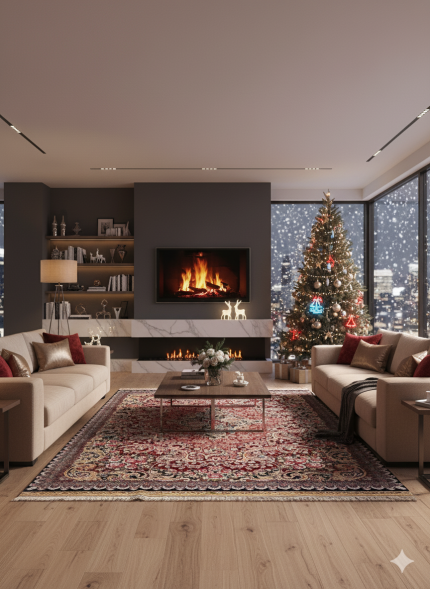 Red and Pink Persian Rug Paisley Pattern 7 x 9