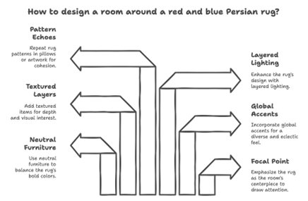 How a Red and Blue Persian Rug Enhances Varied Interiors?