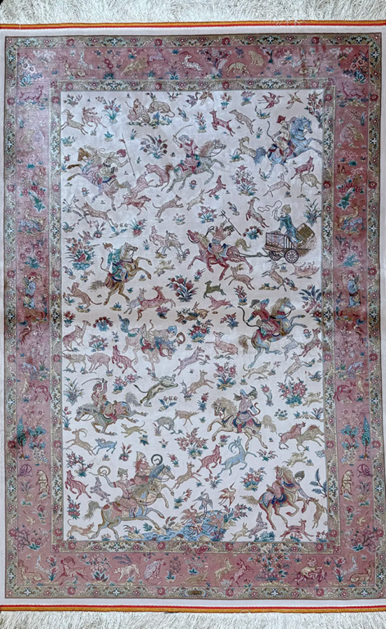 Why a White Persian Rug Brightens Modern Glam Interior Design A white Persian rug with hunting patterns adds elegance to glam spaces.