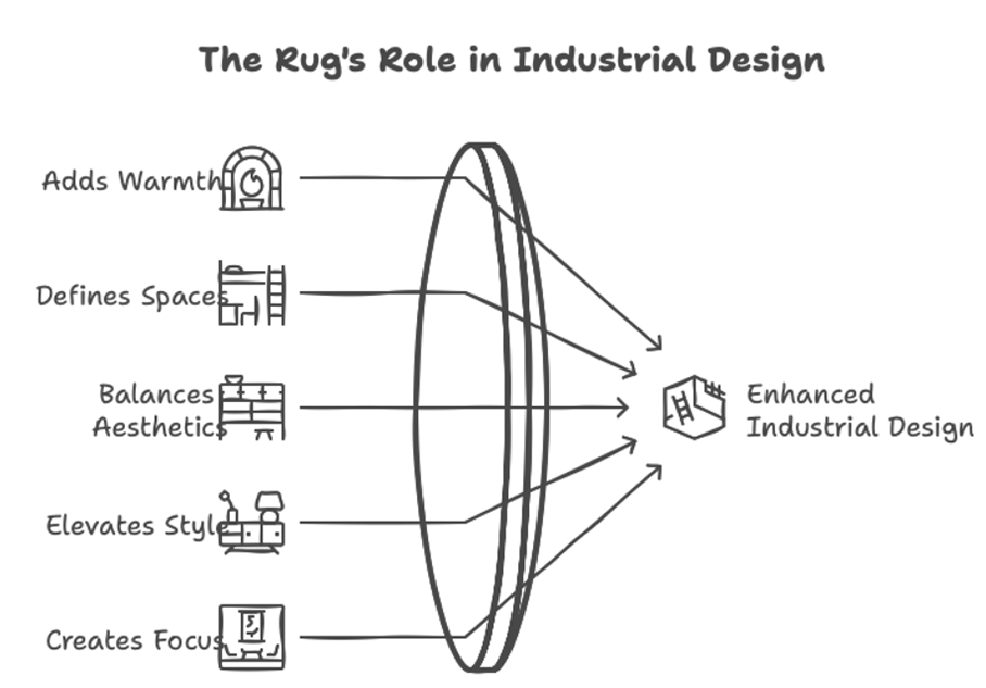 Why a Black Persian Rug Elevates Industrial Interior Design? Caption: How the Black Persian Rug Anchors Industrial Design