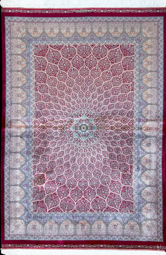How a Red and Blue Persian Rug Enhances Varied Interiors? A red and blue Persian rug with the Vanda pattern adds warmth to a varied room