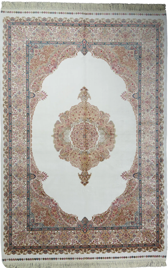 Why a White Persian Rug Brightens Modern Glam Interior Design This white Persian rug with Faraz patterns brings luxury to modern glam.