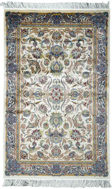 The History and Artistry of Green Persian Rugs Beige and Green Silk Persian Rug Afshan Pattern 4 x 6 by Afra Rugs
