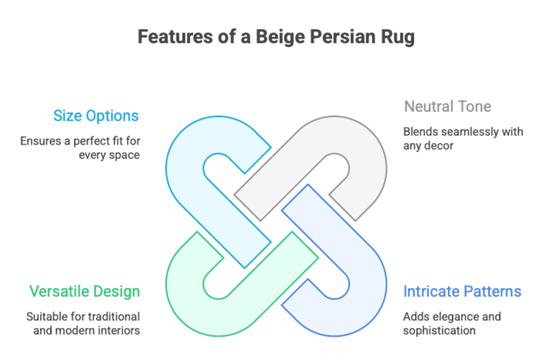Infographic by Afra Rugs: Key Features of a Beige Persian Rug
