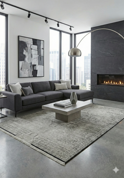 Gray Persian Rug Ash Pattern 4 x 6