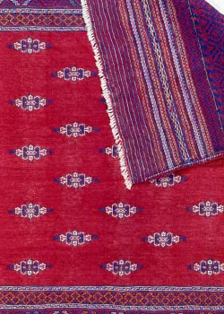 Red and Blue Persian Kilim Qashqai Pattern 3 x 5 - Image 3
