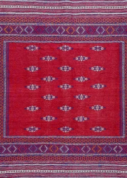 Red and Blue Persian Kilim Qashqai Pattern 3 x 5 - Image 2