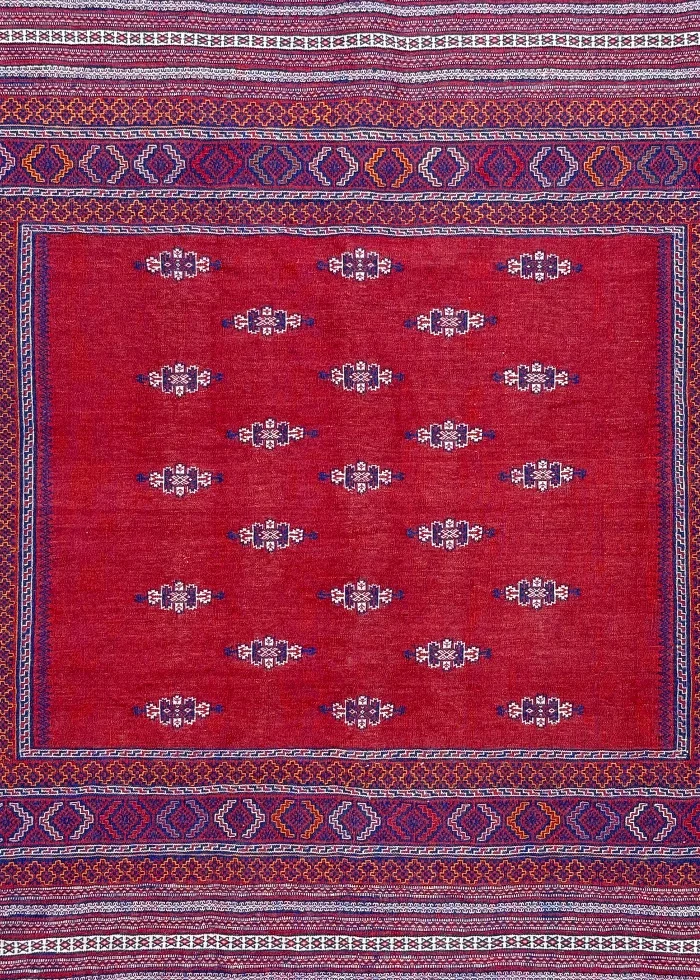 Red and Blue Persian Kilim Qashqai Pattern 3 x 5 - Image 2
