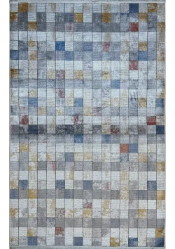 Blue and Gray Persian Rug Pixel Pattern 4 x 6