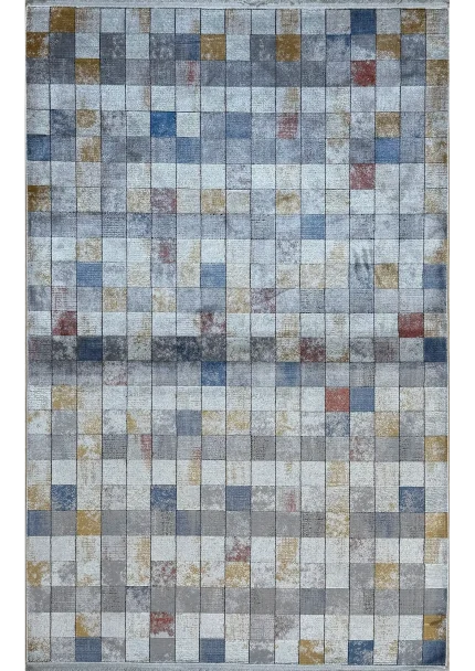 Blue and Gray Persian Rug Pixel Pattern 4 x 6