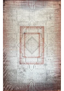 Gray and Red Persian Rug Ash Pattern 7 x 9