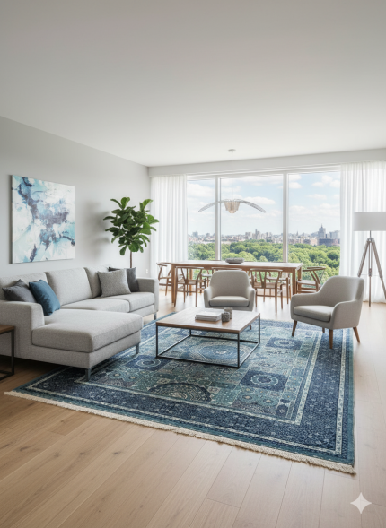 Blue Silk Persian Rug Horizon 8 x 10