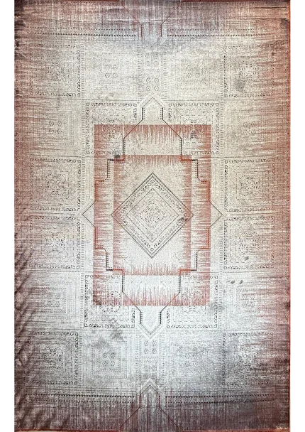 Gray and Red Persian Rug Ash Pattern 7 x 9