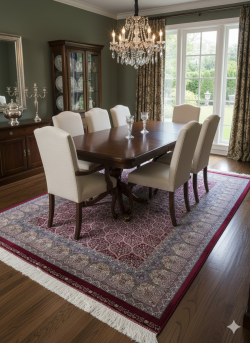 Red and Blue Persian Rug Vanda Pattern 5 x 8