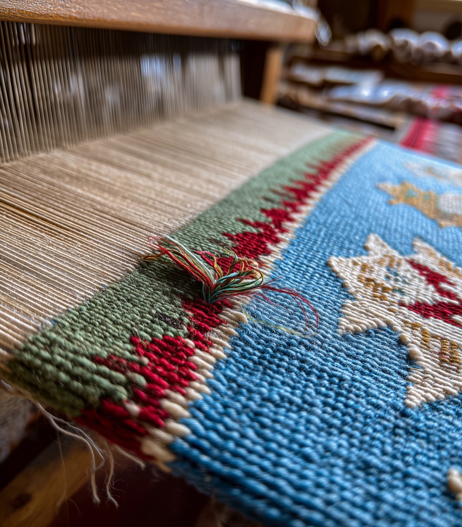 10 Reasons Why Hand-Tufted Rugs Are the Hottest Trend in Home Decor A close-up of traditional rug weaving, highlighting the tactile beauty of threads and textures.